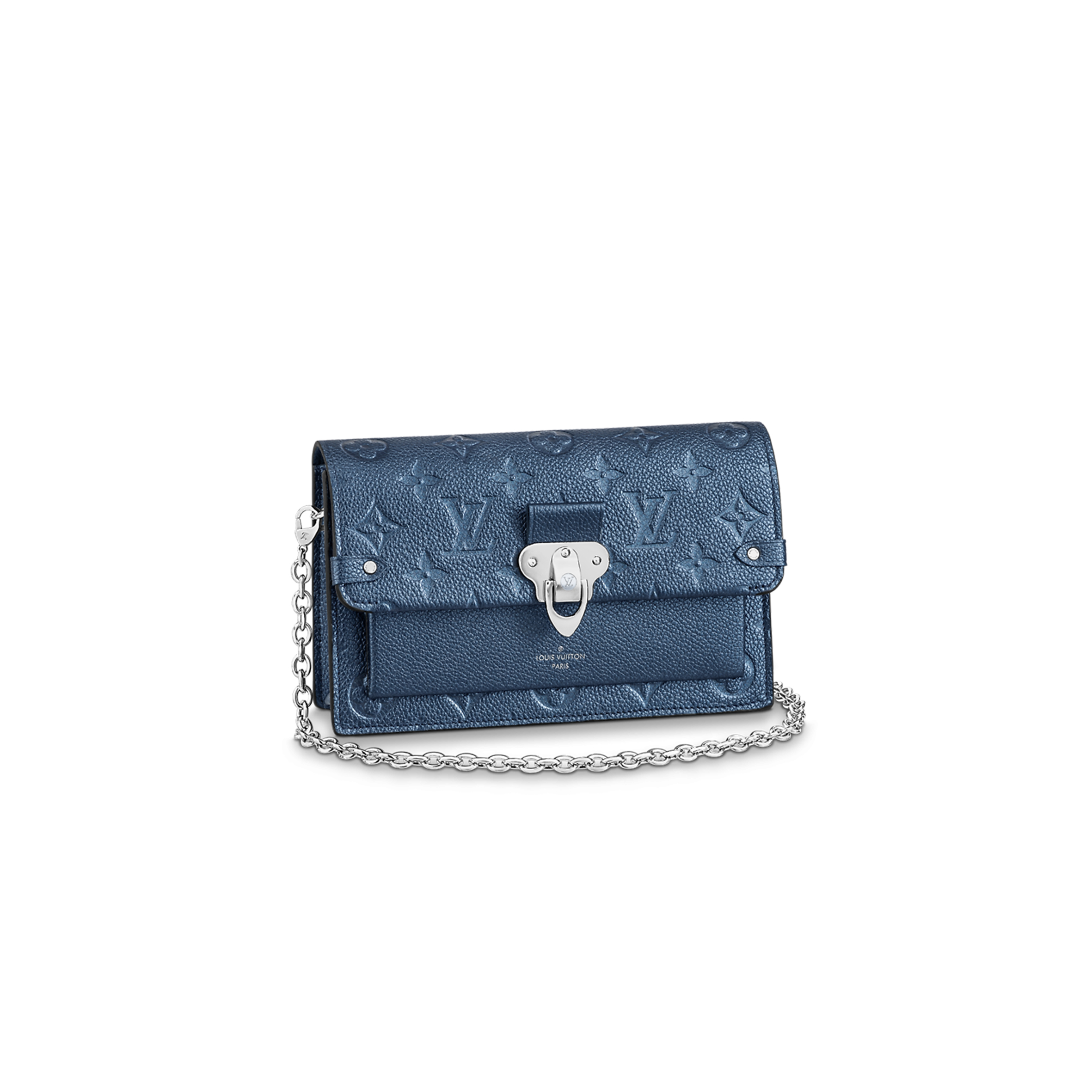 LOUIS VUITTON MASTER PLATINE MONOGRAM EMPREINTE VAVIN CHAIN WALLET SILVER HARDWARE M59077 (19*12*4cm)
